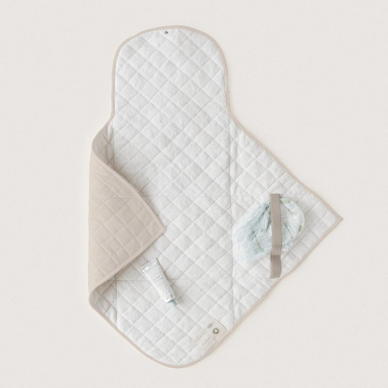 MakeMake Organics Organic Portable Changing Pad GOTS Certified Organic Cotton Fill Portable Diaper Changing Mat Diaper Clutch Changing Station Kit Compact Travel Pad (33"x34", Solid Taupe) - Image 2
